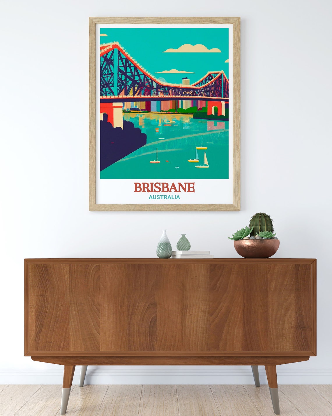 Brisbane Travel Art Story Bridge Australia Travel Art Print Brisbanes Story Bridge Australia Poster Brisbane Travel Poster - Image 2
