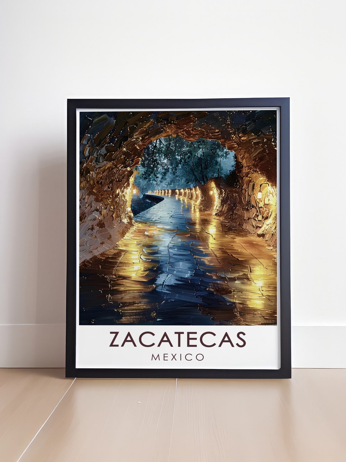 Zacatecas Illuminated Underground Tunnel Cave Painting Poster - Image 4