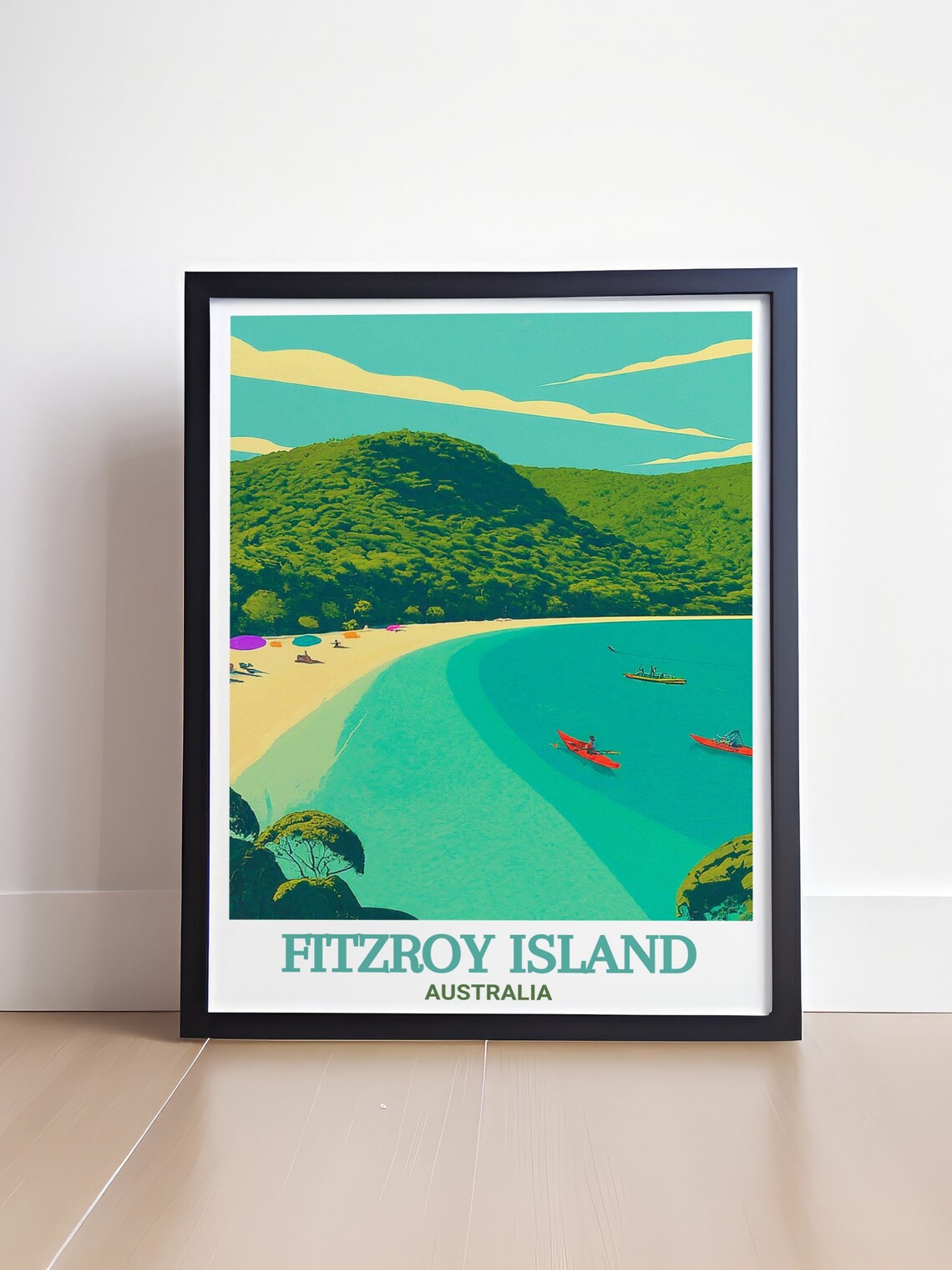 Fitzroy Island Australia Turquoise Bay With Red Kayaks Poster - Image 4