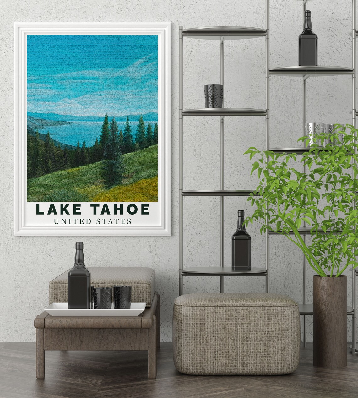 Lake Tahoe Summer Blue Overlook Pines Sierra Nevada Travel Poster - Image 2