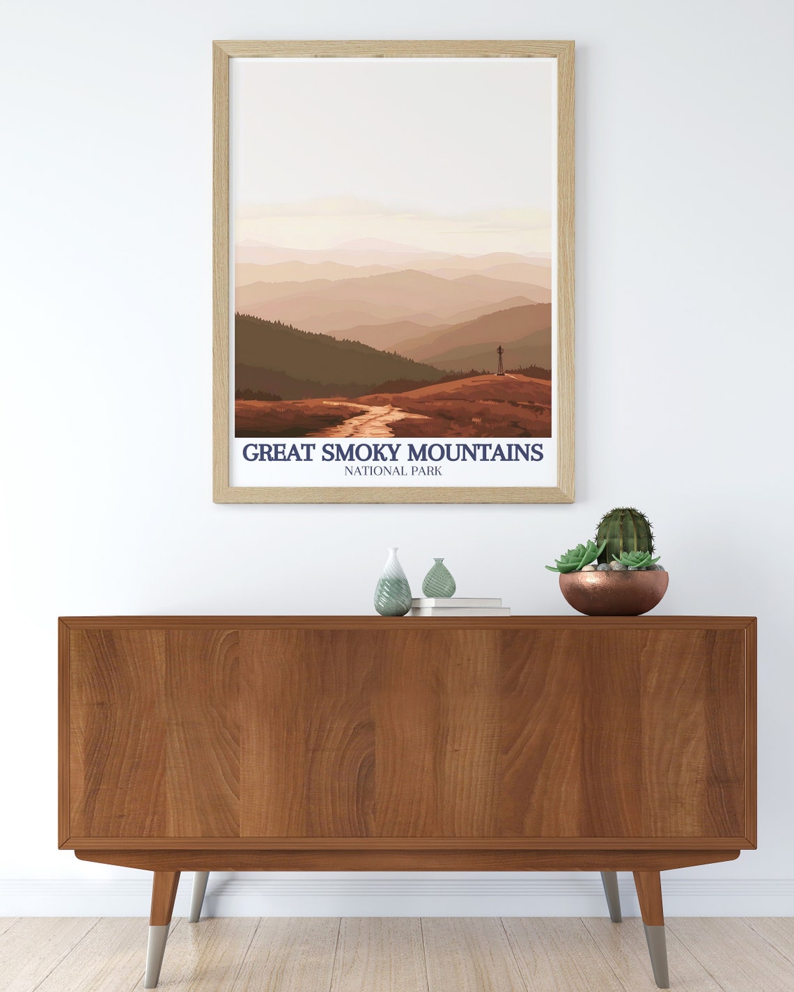 Great Smoky Mountains Misty Ridges Fire Tower Autumn Travel Poster - Image 3