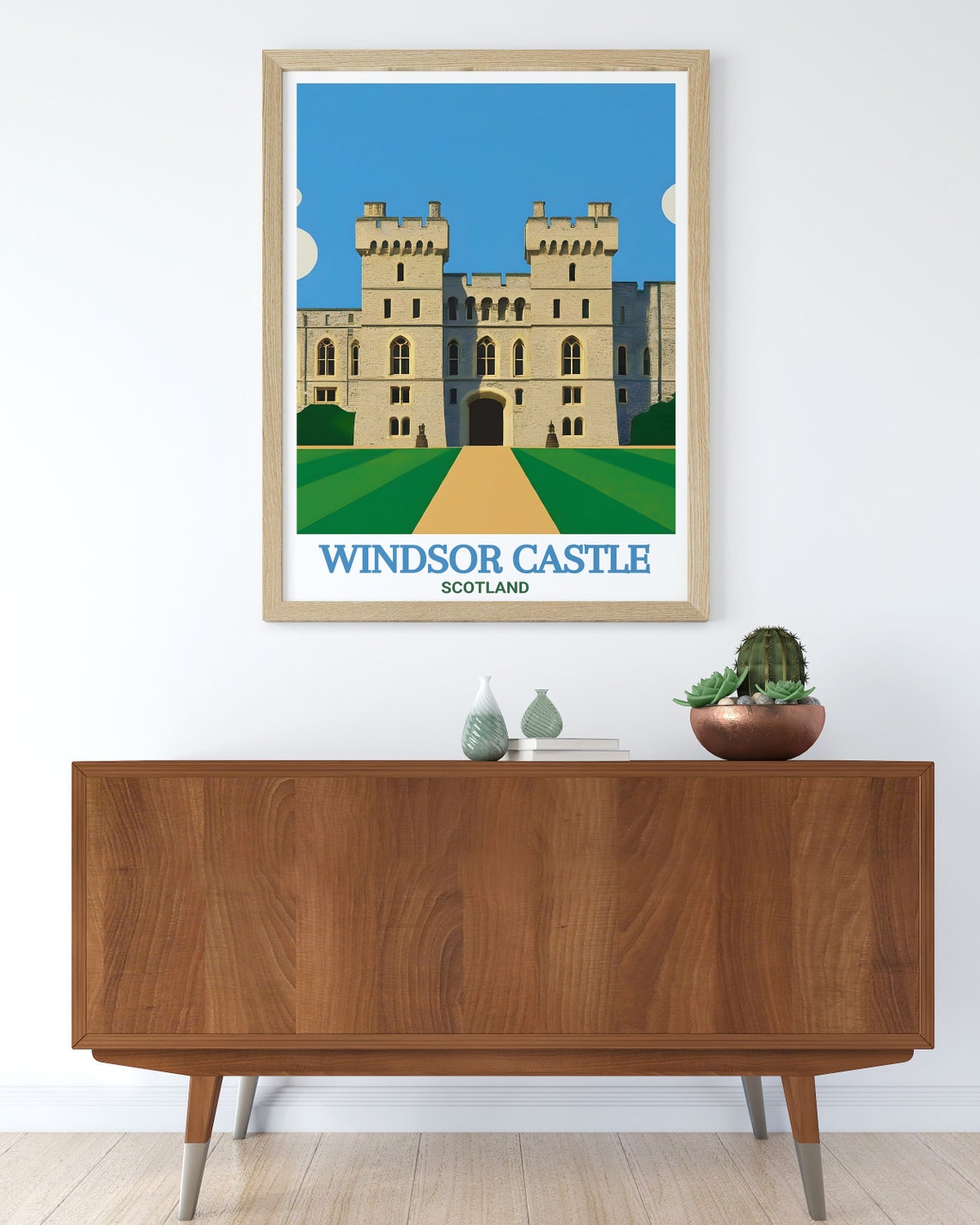 Windsor Castle Gatehouse Towers Green Lawn England Travel Poster - Image 3