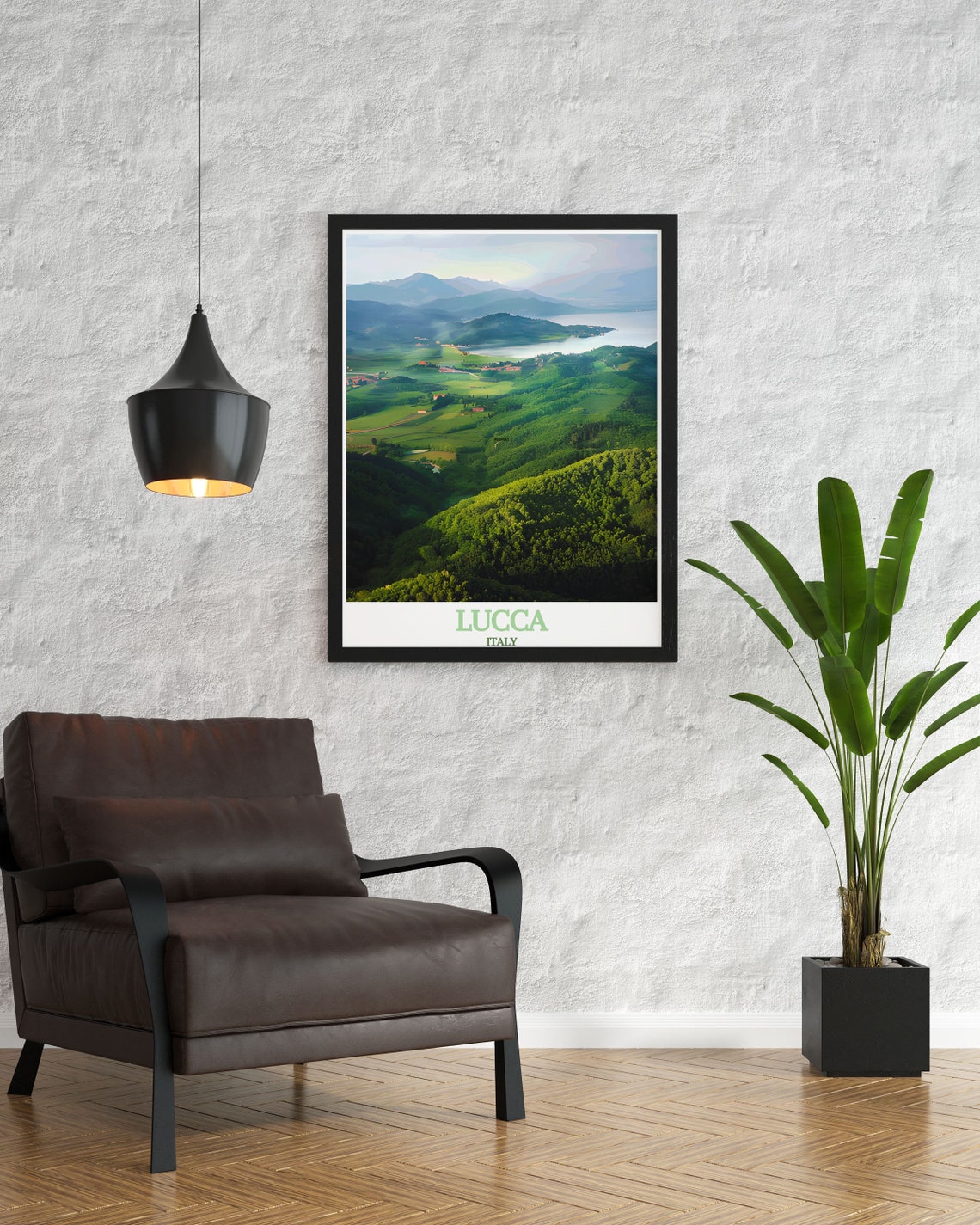 Lucca Italy Lago di Massaciuccoli Green Hills Lake View Poster - Image 2
