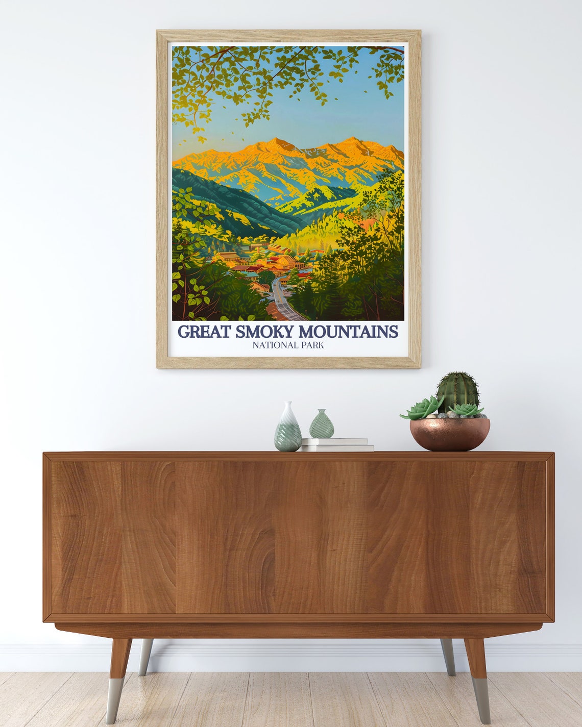 Great Smoky Mountains Golden Valley Village Scenic Travel Poster - Image 2