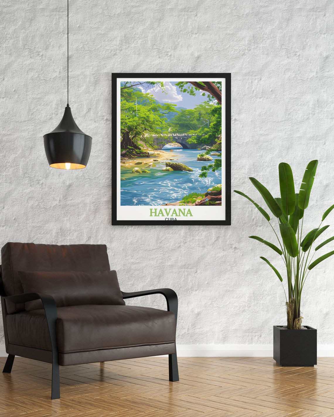 Havana Cuba Almendares River Historic Stone Bridge Art Classic Poster - Image 2