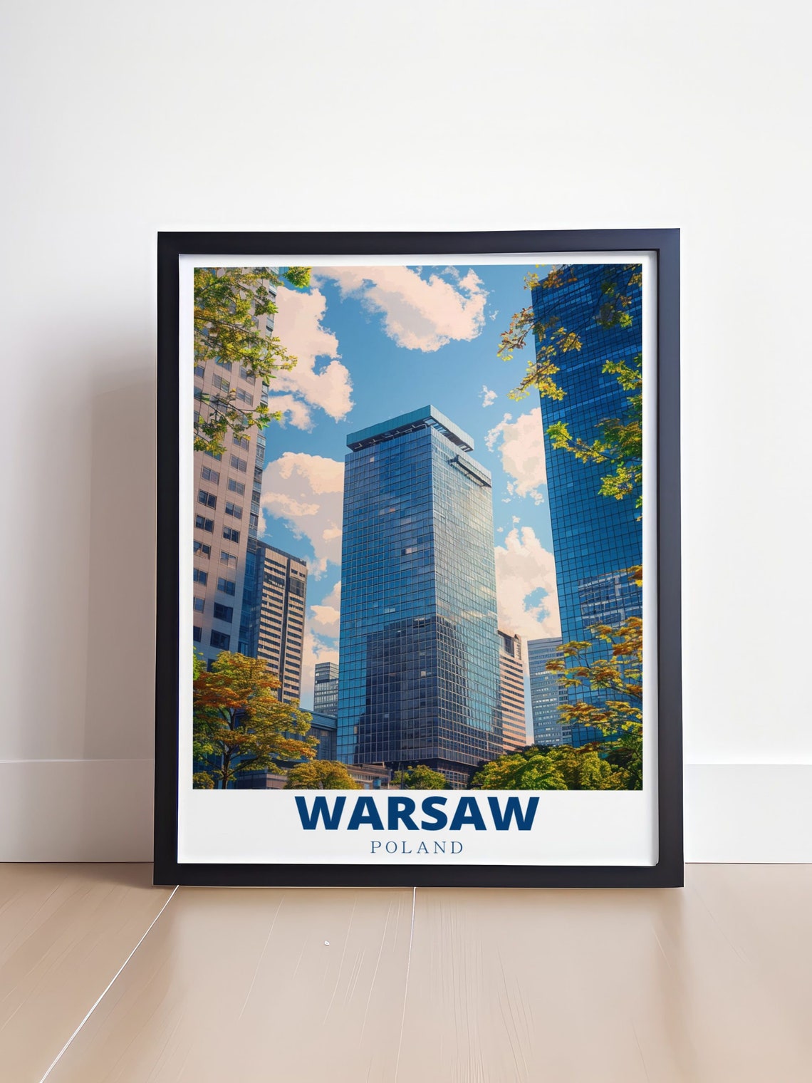 Warsaw Travel Poster Warsaw Financial Center Art Warsaw Financial Center Decor Warsaw Financial Center Art Print Warsaw Wall Art - Image 4