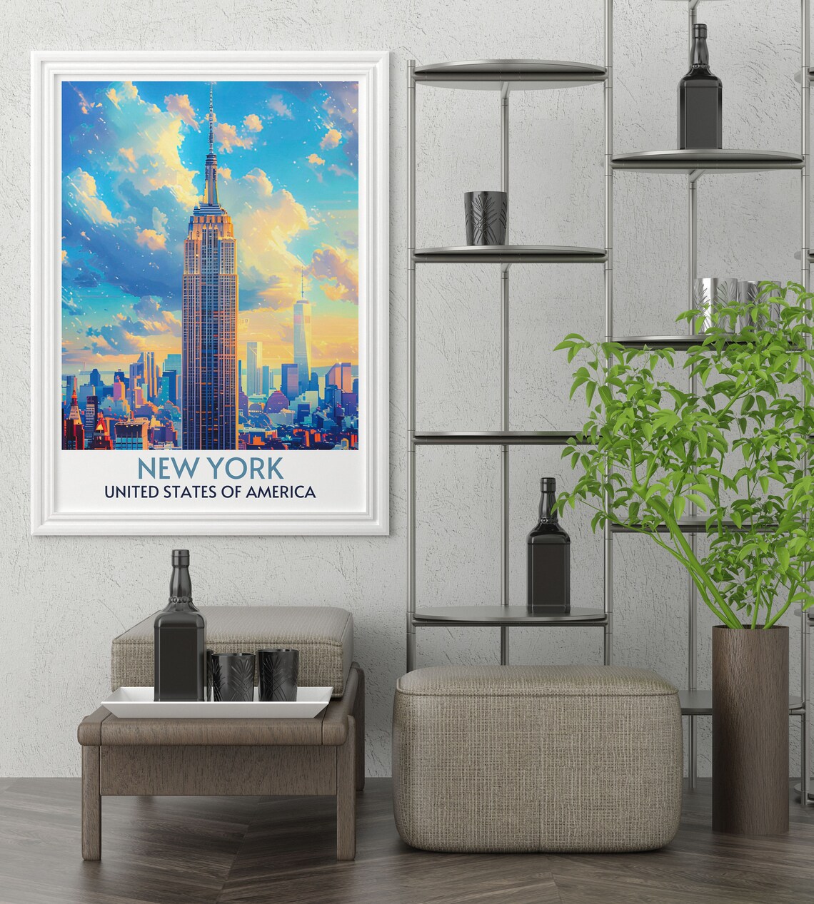 Empire State Building New York City Golden Sunset Cityscape Poster - Image 3