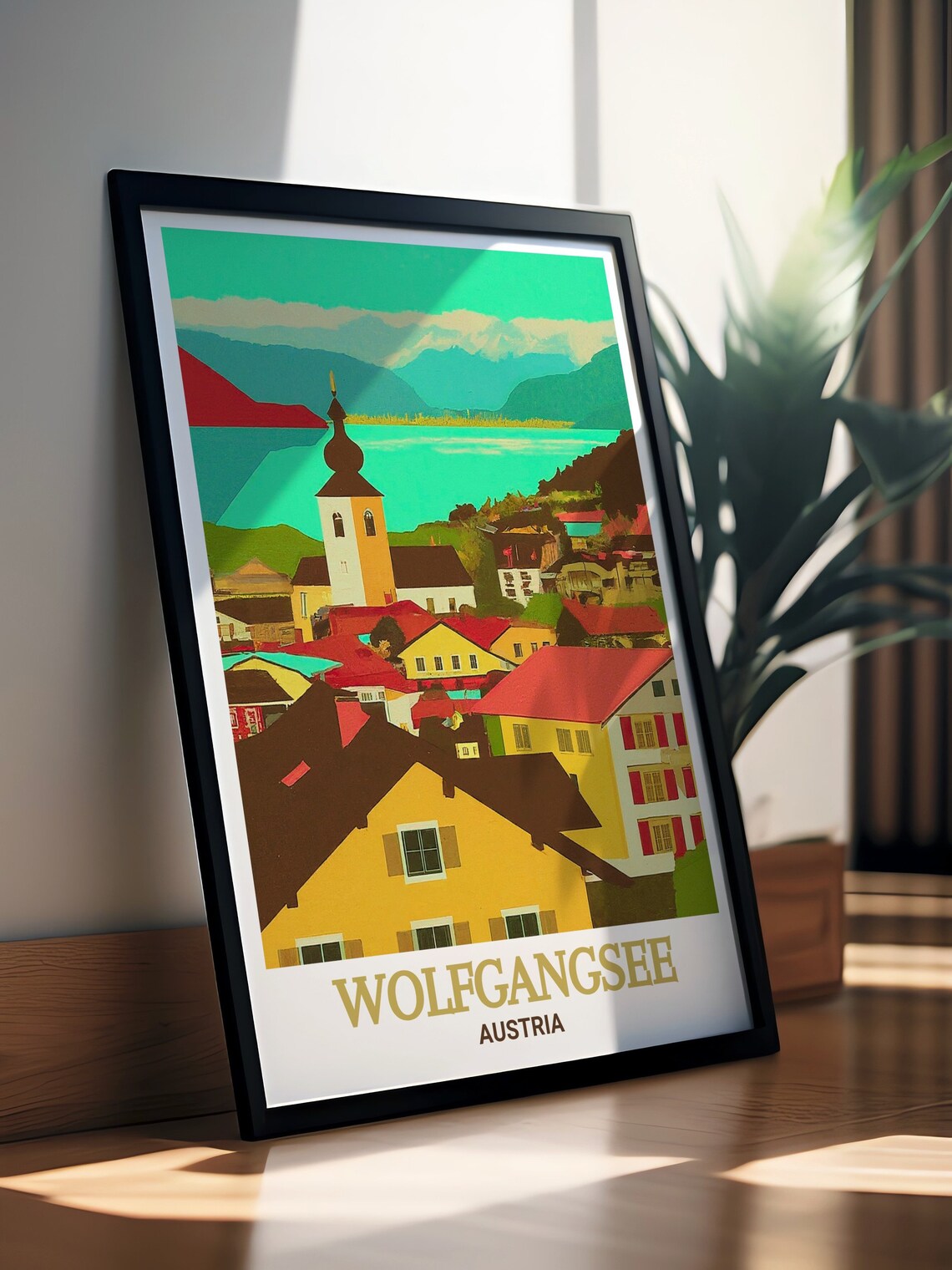 Wolfgangsee Austria Village Red Rooftops Vintage Scenic Travel Poster - Image 2