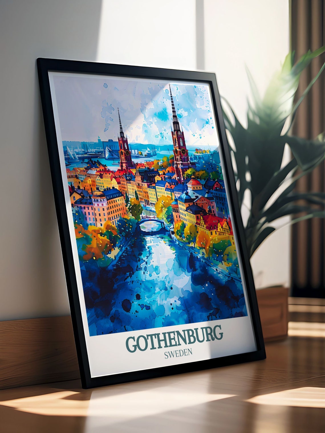 Oscar Frederik Church Gothenburg Travel Prints Gothenburg Canal Travel Art Gothenburg Wall Art - Image 2