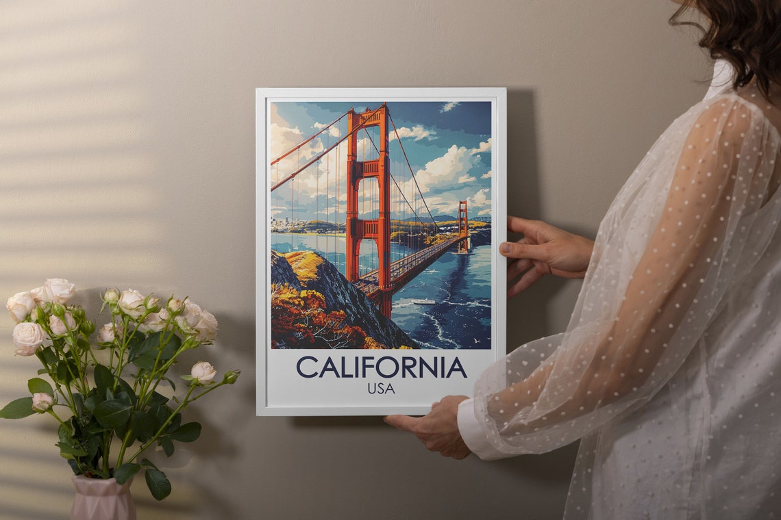 San Francisco Golden Gate Bridge California Travel Icon Poster - Image 2