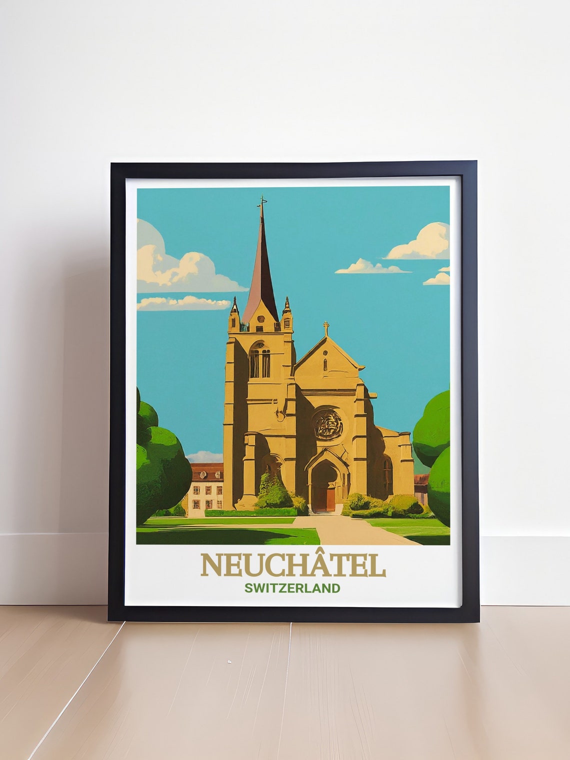 Neuchtel Travel Poster La Collgiale Church Travel Poster La Collgiale Church Decor La Collgiale Church Travel Art Neuchtel Art - Image 4