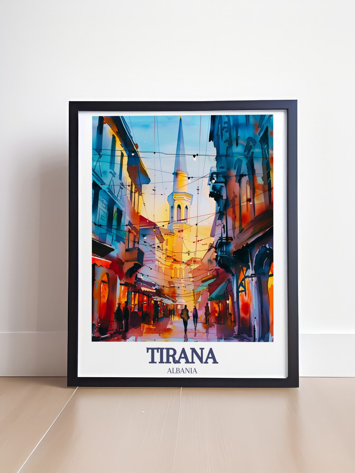 Tirana Albania Old Bazaar Mosque Street Vintage Travel Poster - Image 4