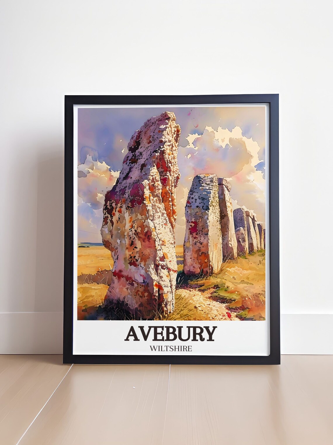 Avebury Stone Circle Watercolor Megalith Stones Travel Poster - Image 4