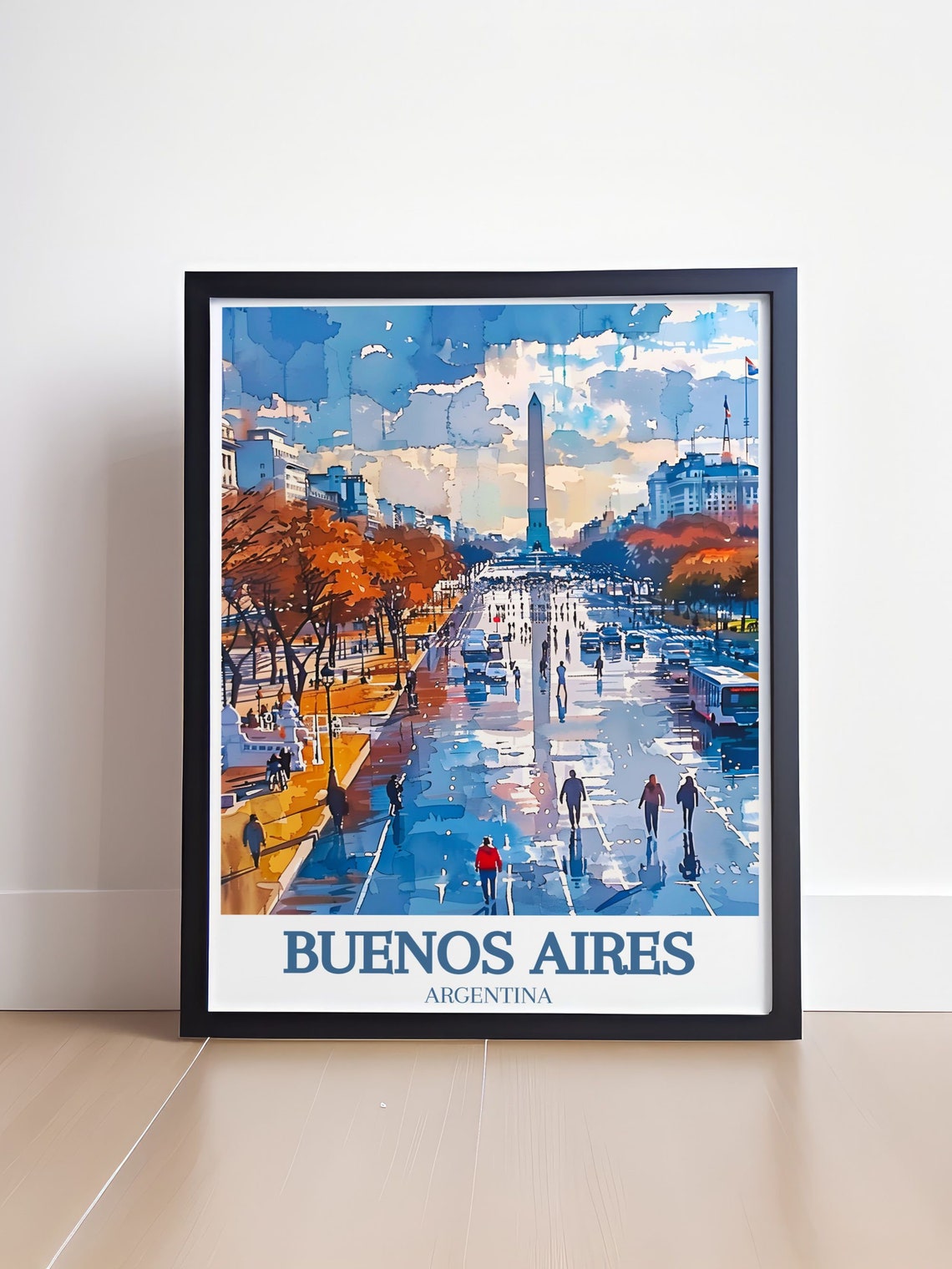 Buenos Aires Obelisk Avenida 9 De Julio Autumn Rain City Poster - Image 4