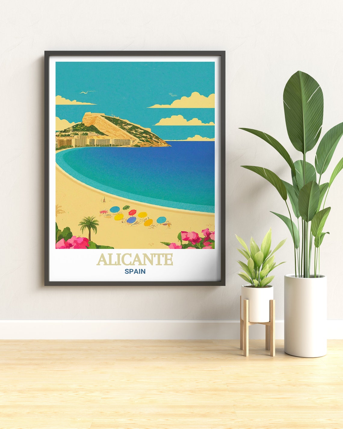 Alicante Playa Del Postiguet Castle Hill Spain Beach Resort Poster - Image 2