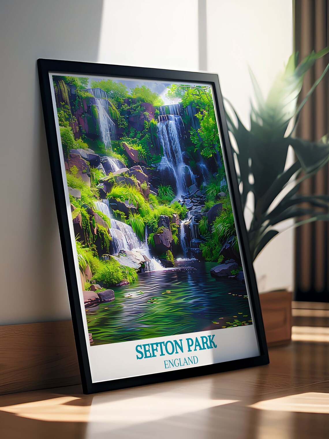 Sefton Park Fairy Glen Waterfall Cascade England Travel Poster - Image 2