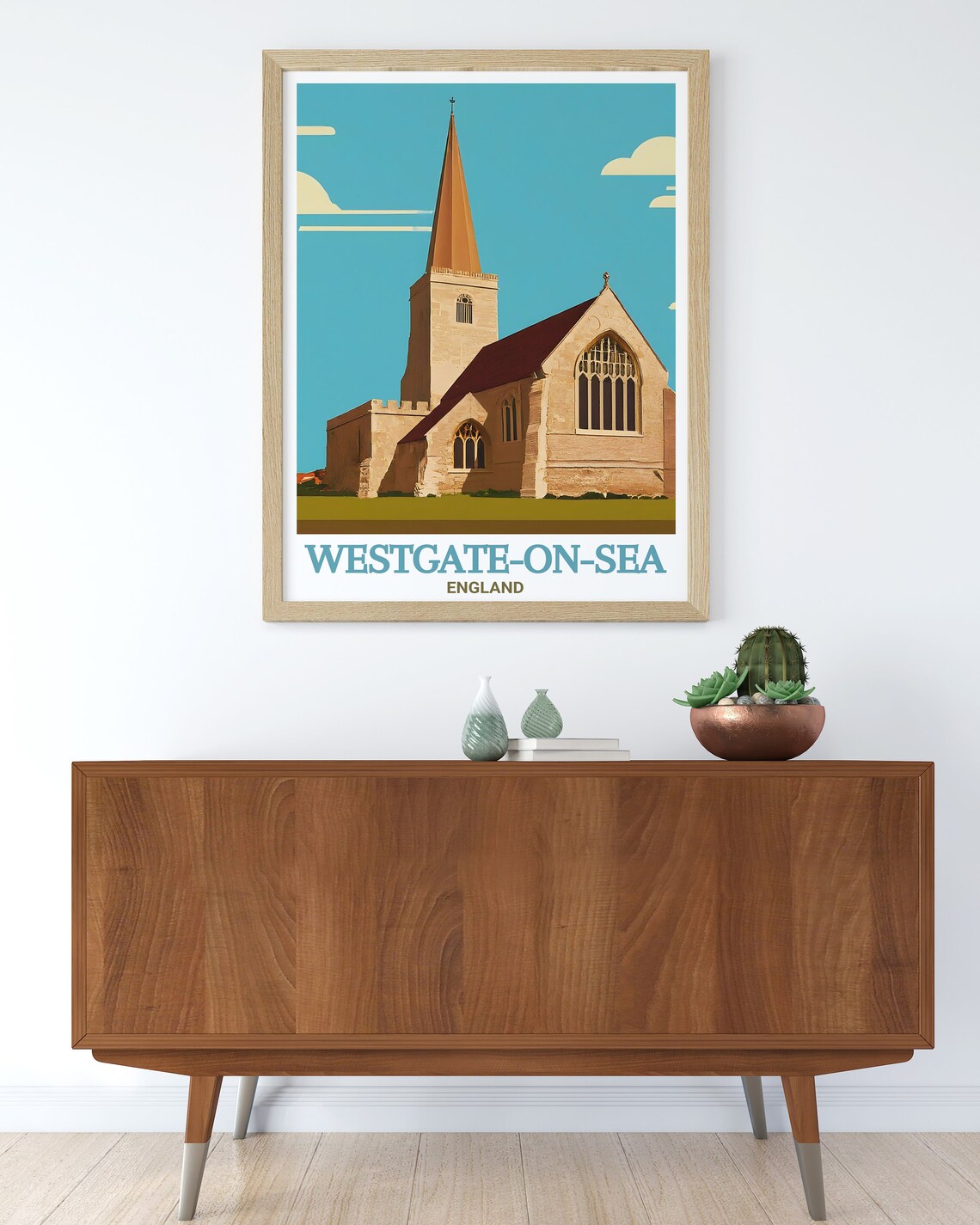 Westgate-on-Sea Kent St Saviours Church Spire Retro Travel Art Poster - Image 2