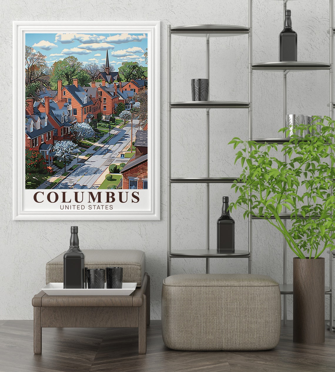 Columbus Conservatory Sunlit Glasshouse Garden Travel Poster - Image 2