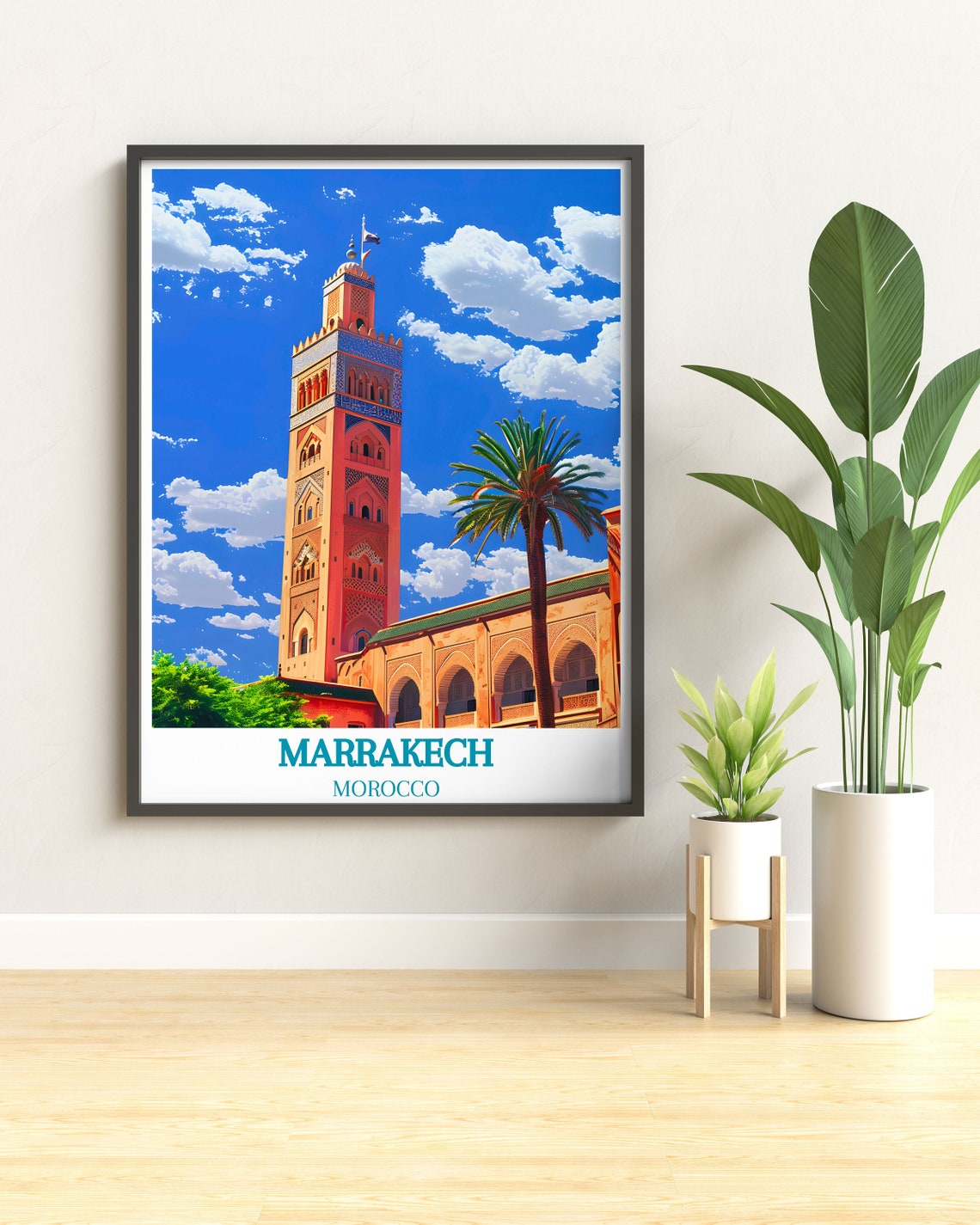 Marrakech Koutoubia Mosque Minaret Palm Tree Morocco Travel Poster - Image 3
