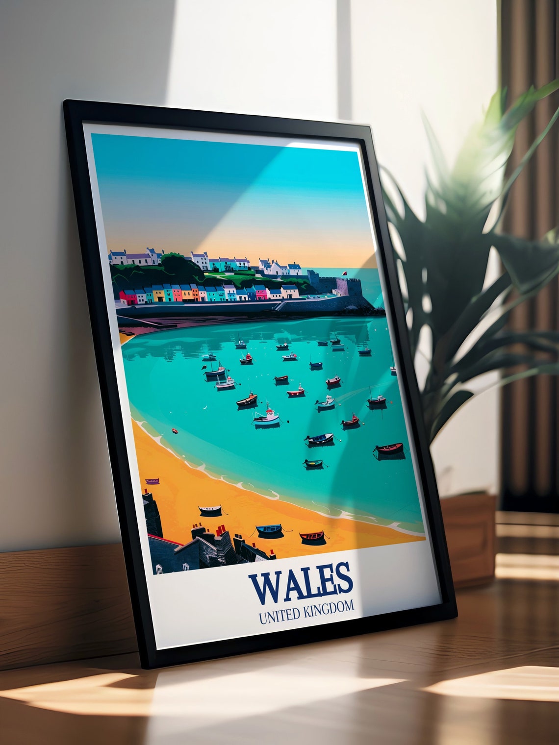 Wales Travel Print Tenby Harbour Wall And Tenby Beach Travel Print Tenby Harbour Wall And Tenby Beach Travel Poster Wales Wall Art - Image 3