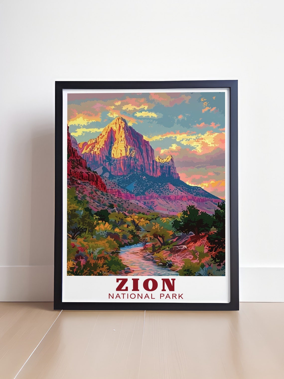 Zion National Park The Watchman Sunset Peak Glow Travel Poster - Image 4