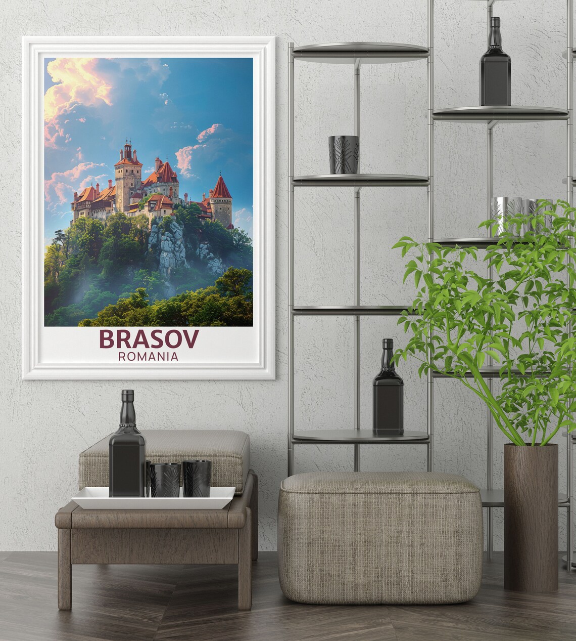 Brasov Romania Bran Castle Hilltop Forest Transylvania Travel Poster - Image 2