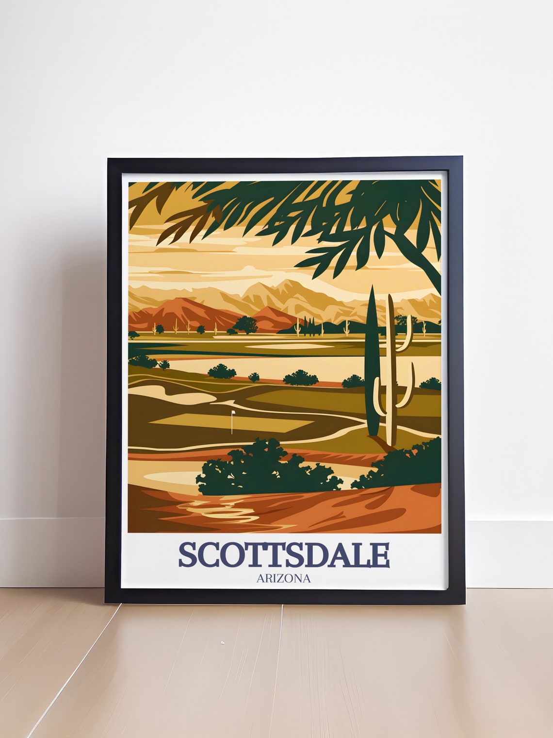 Scottsdale Arizona Desert Golf Course Saguaro Cacti Sunset Poster - Image 4