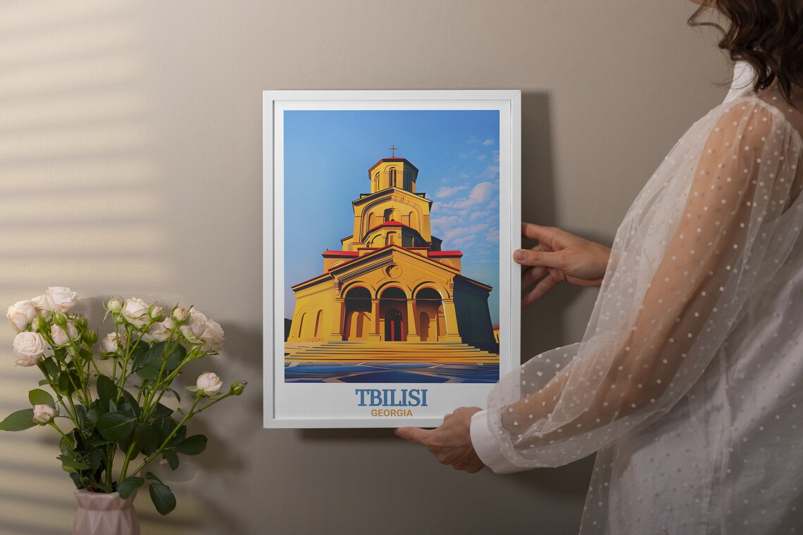 Holy Trinity Cathedral Tbilisi Golden Facade Georgia Travel Poster - Image 2
