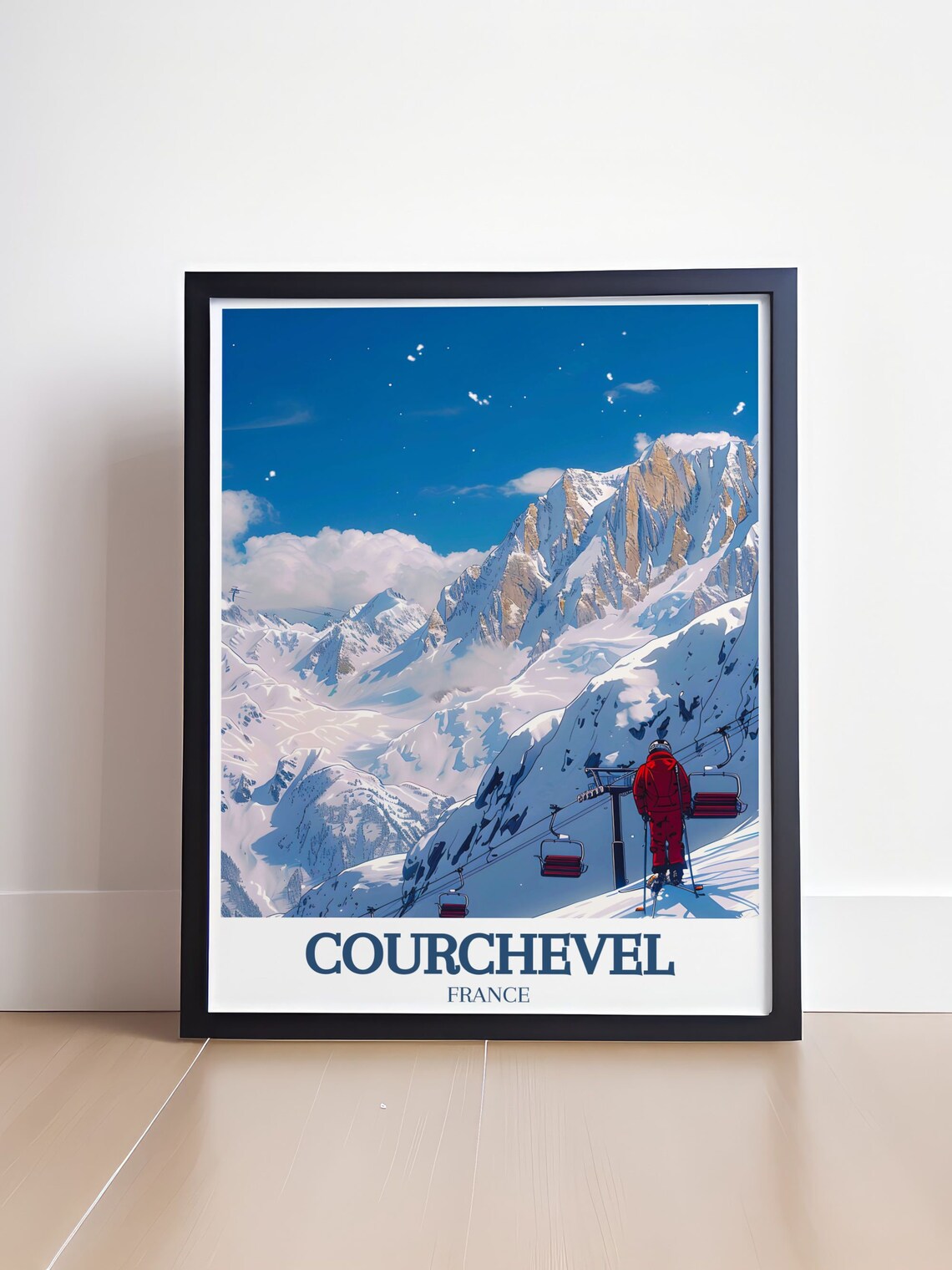 Courchevel France Chairlift Ski Resort Alpine Peaks Travel Poster - Image 4