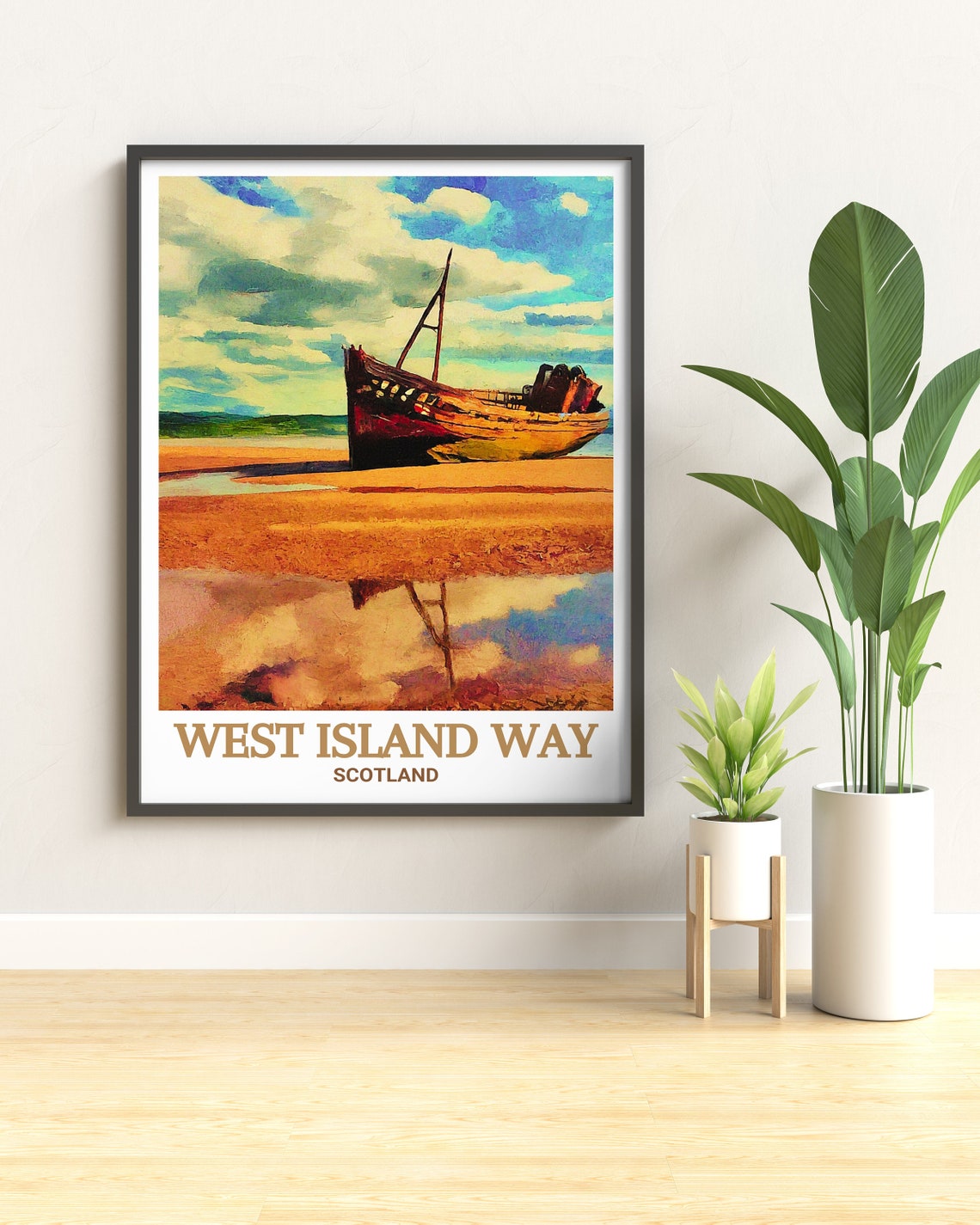 West Island Way Shipwreck Golden Sand Beach Reflection Art Poster - Image 3