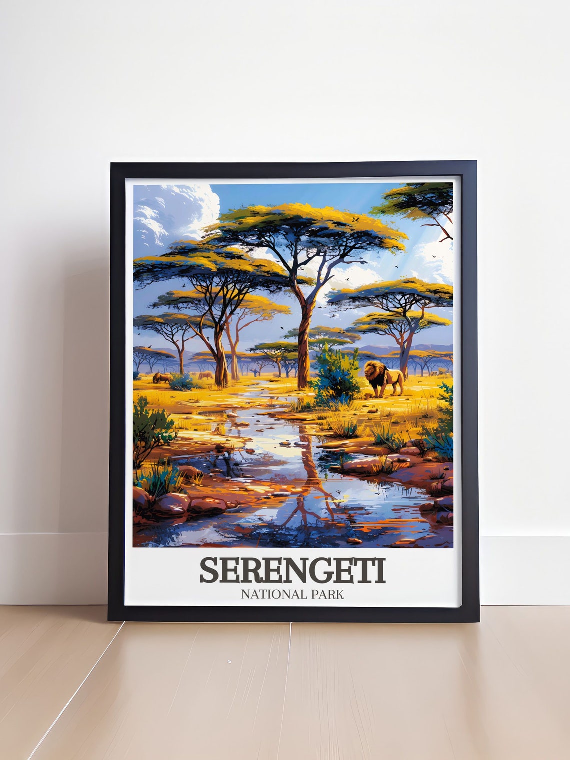 Serengeti Prints National Park Wall Art Africas Acacia Tree And Wildlife Poster Travel Posters Of Tanzania Serengetis Savanna - Image 4