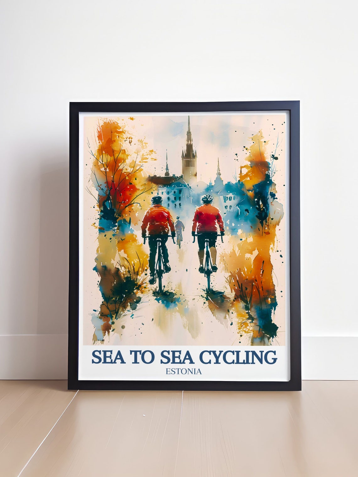 Seatosea Cycling Route Art Tallinn Travel Poster Estonia Wall Art Seatosea Cycling Poster Old Town Of Tallinn Art - Image 4