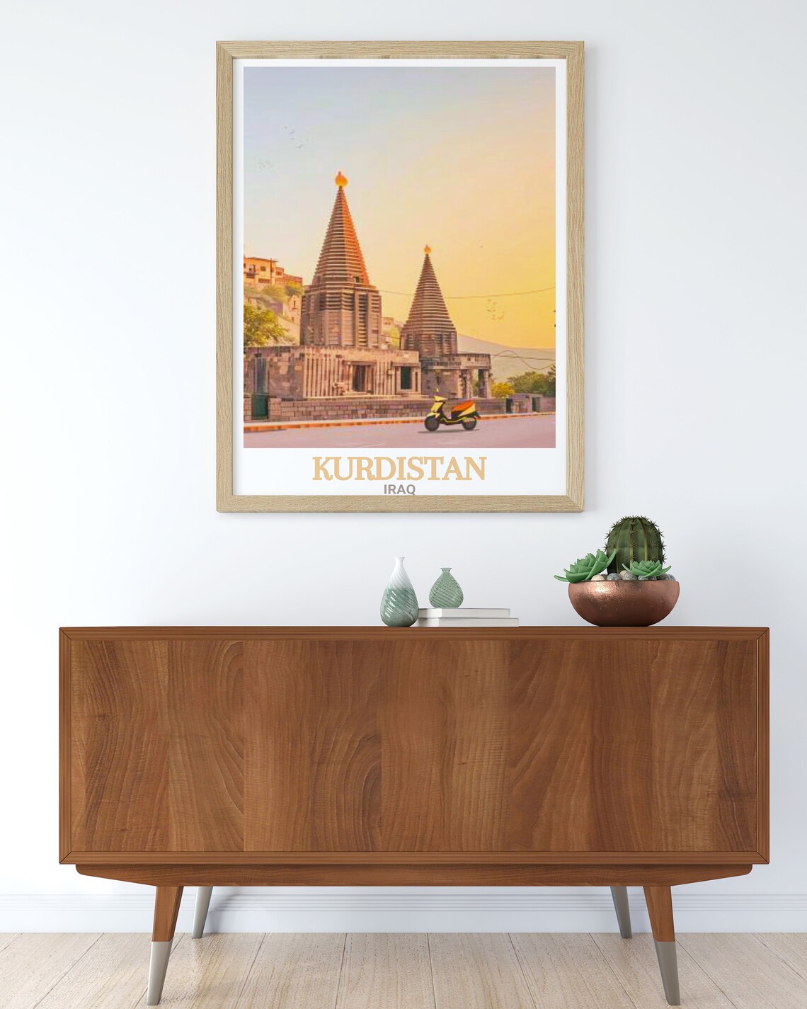 Kurdistan Iraq Lalish Temple Towers Sunset Landmark Travel Poster - Image 3