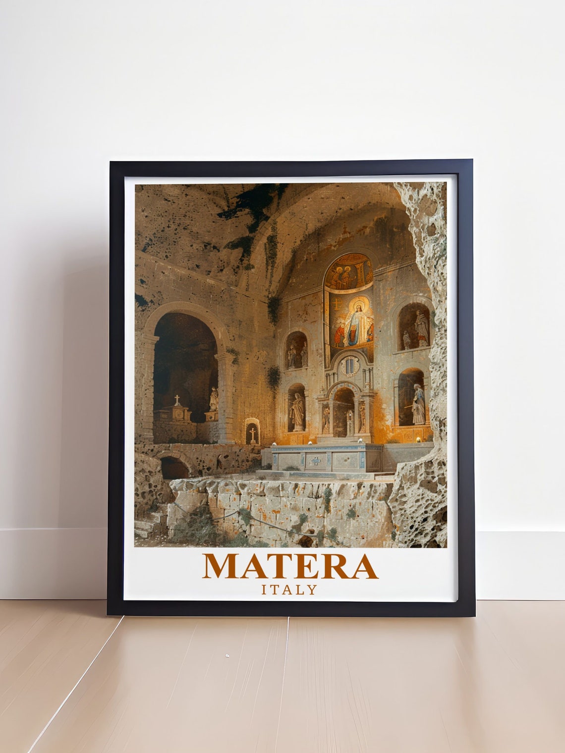 Matera Poster Rock Church Print Italian Travel Art Scenic Italy Poster Historic Matera Wall Decor Travel Print Italy Wall Decor - Image 4