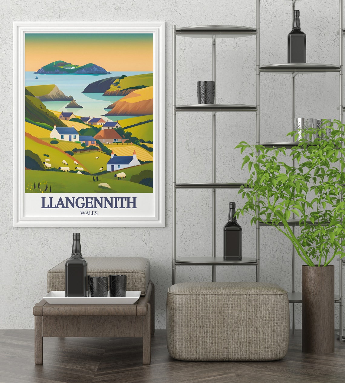 Llangennith Wales Rhossili Down Rolling Hills Sheep Travel Poster - Image 2