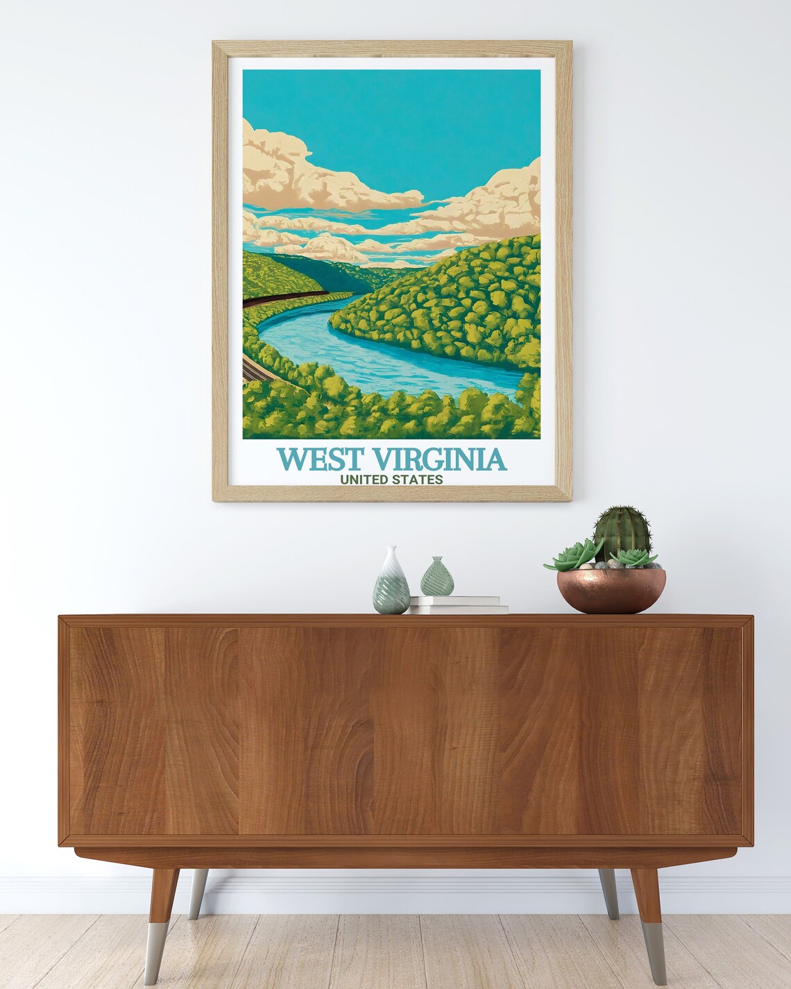 West Virginia River Bend Railway Green Valley Scenic Travel Poster - Image 2