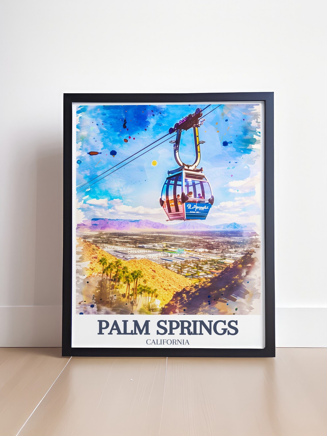 Palm Springs Aerial Tramway Gondola Watercolor Desert Poster - Image 4