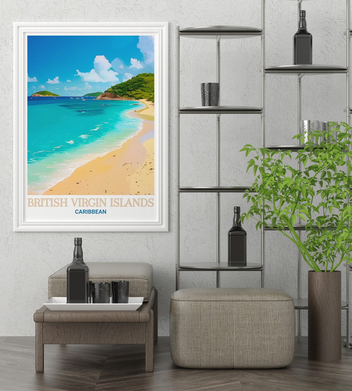 White Bay Sandy Beach and Sailboats British Virgin Islands Poster - Image 2
