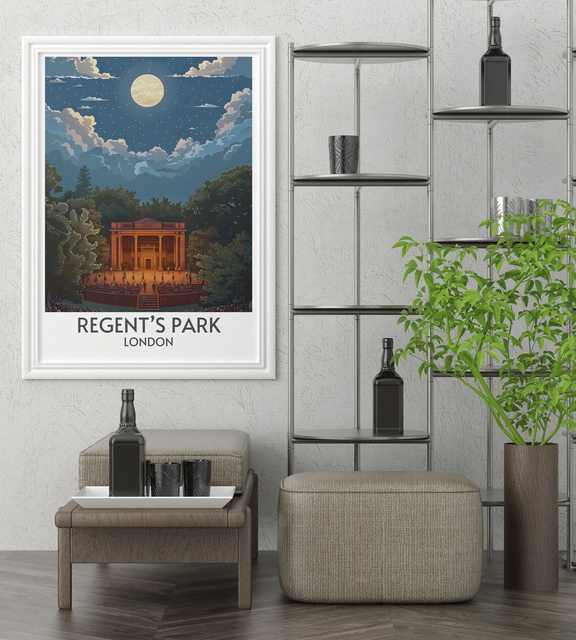 Regents Park London Open Air Theatre Under A Full Moon Poster - Image 4