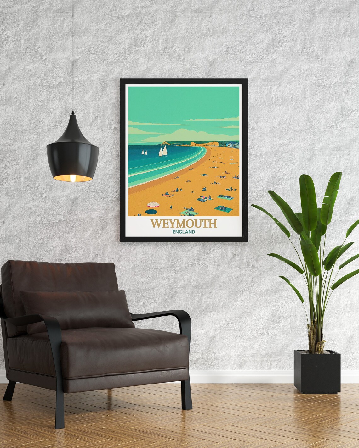 Weymouth England Golden Beach Sailboats Vintage Travel Poster - Image 3