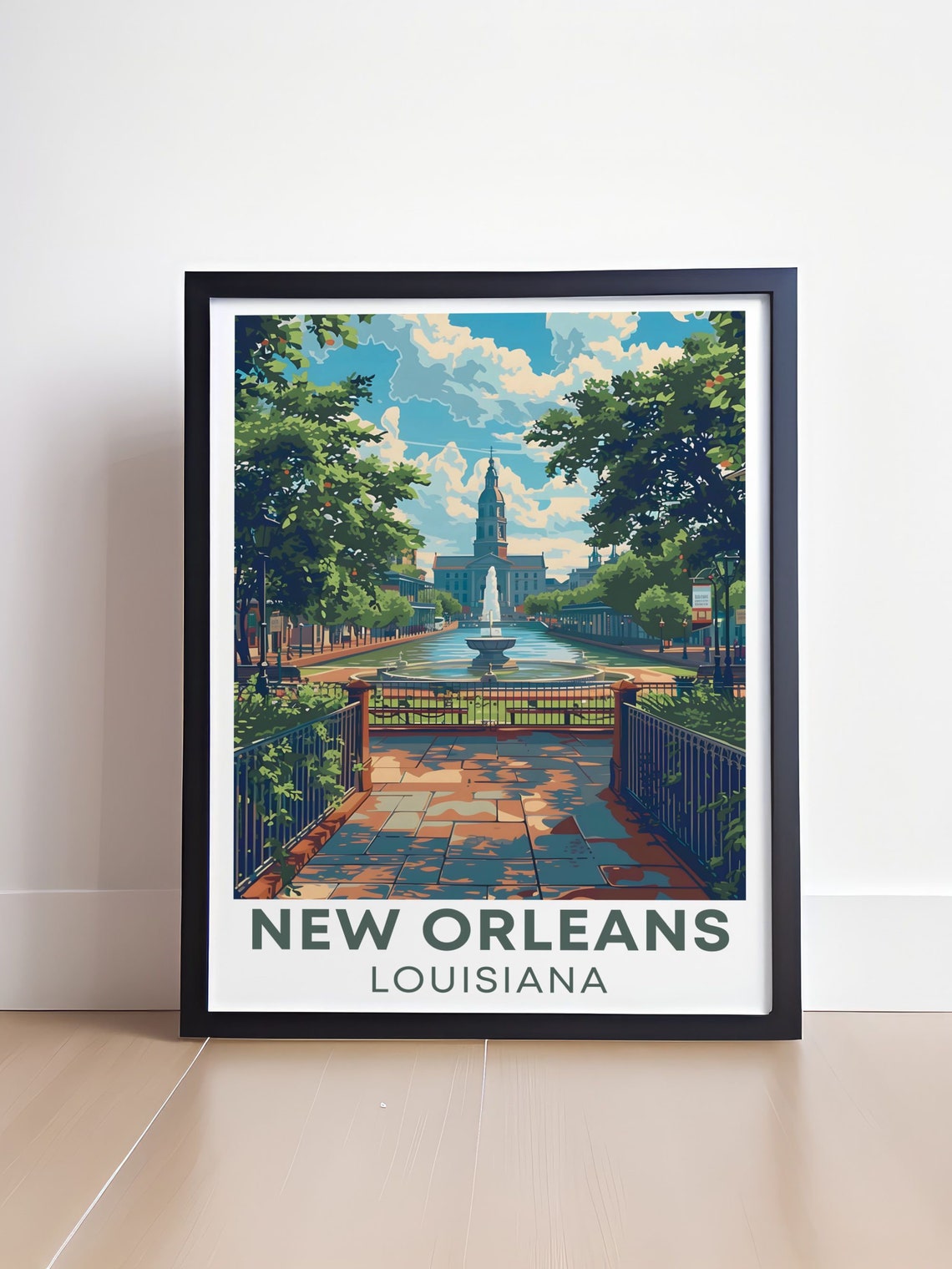 New Orleans Jackson Square Fountain St Louis Cathedral Art Poster - Image 4
