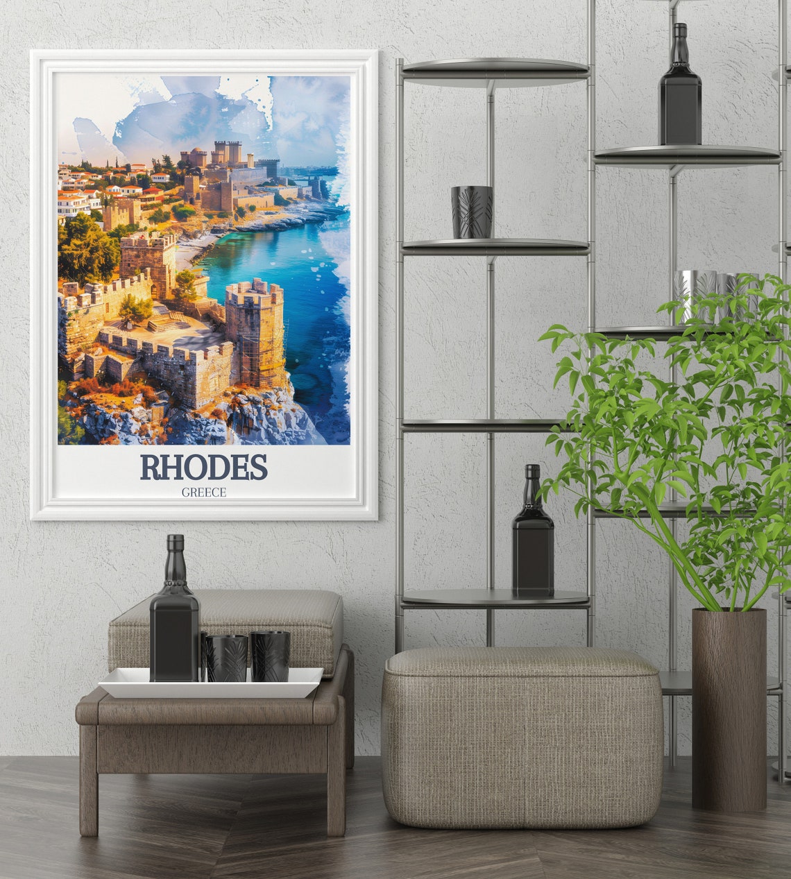 Rhodes Poster Palace Of The Grand Master Print Old Town Of Rhodes Art And Travel Poster Greece Travel Gifts And Decor - Image 2