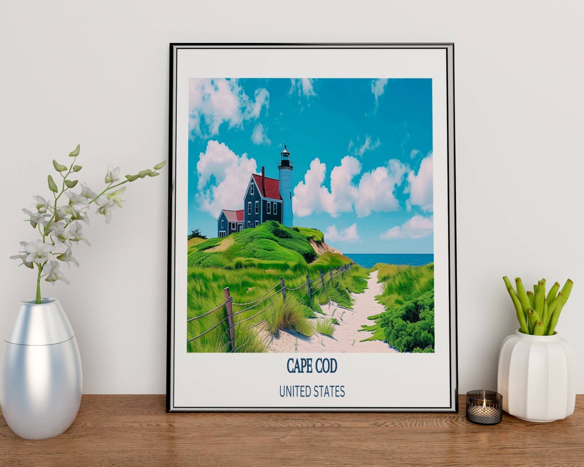 Cape Cod United States Lighthouse Dunes Sunny Beach Travel Poster - Image 2