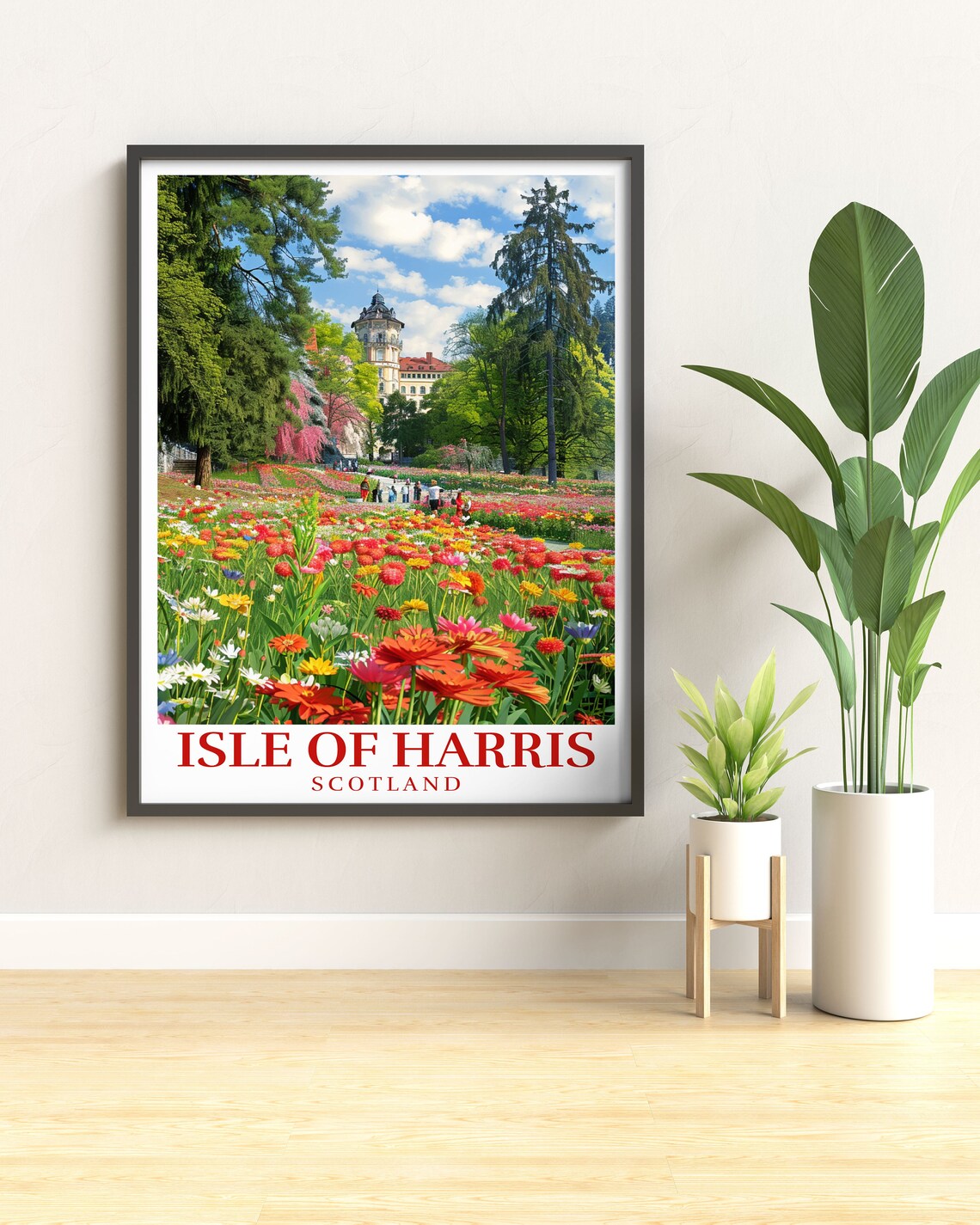 Harris Wildflower Garden Grand Castle Among Tall Pines Scotland Poster - Image 3