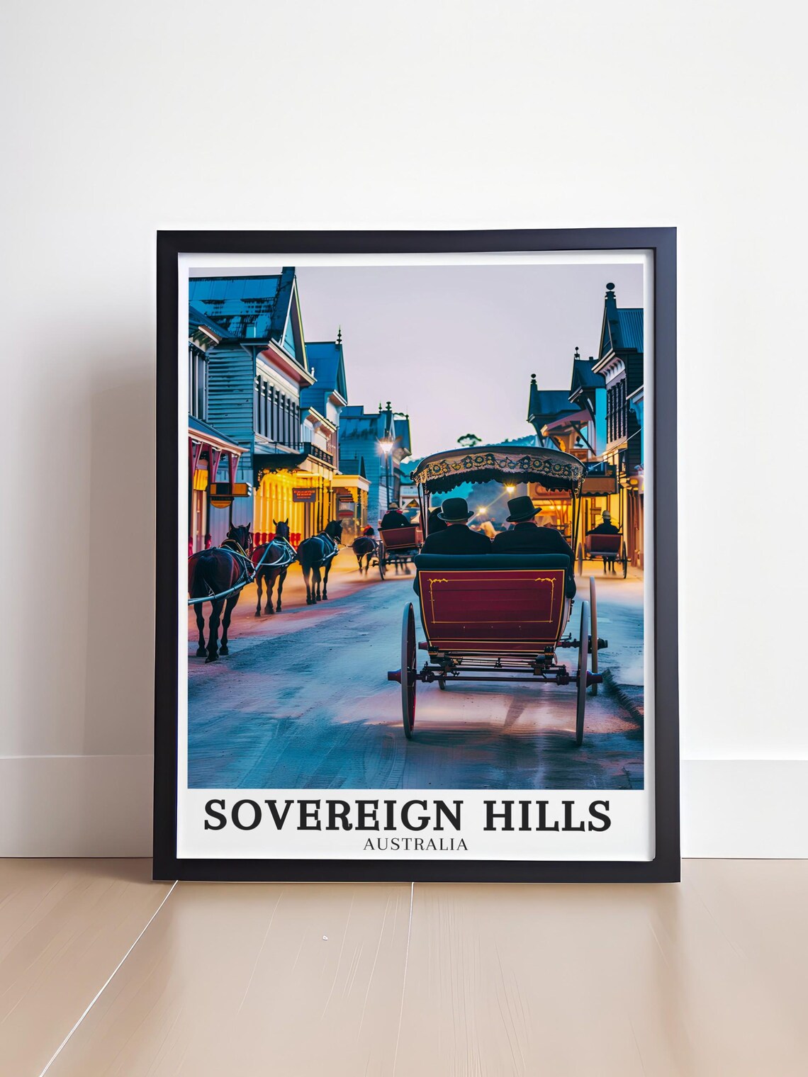 Sovereign Hills Australia Horse Carriage Dusk Street Travel Poster - Image 4