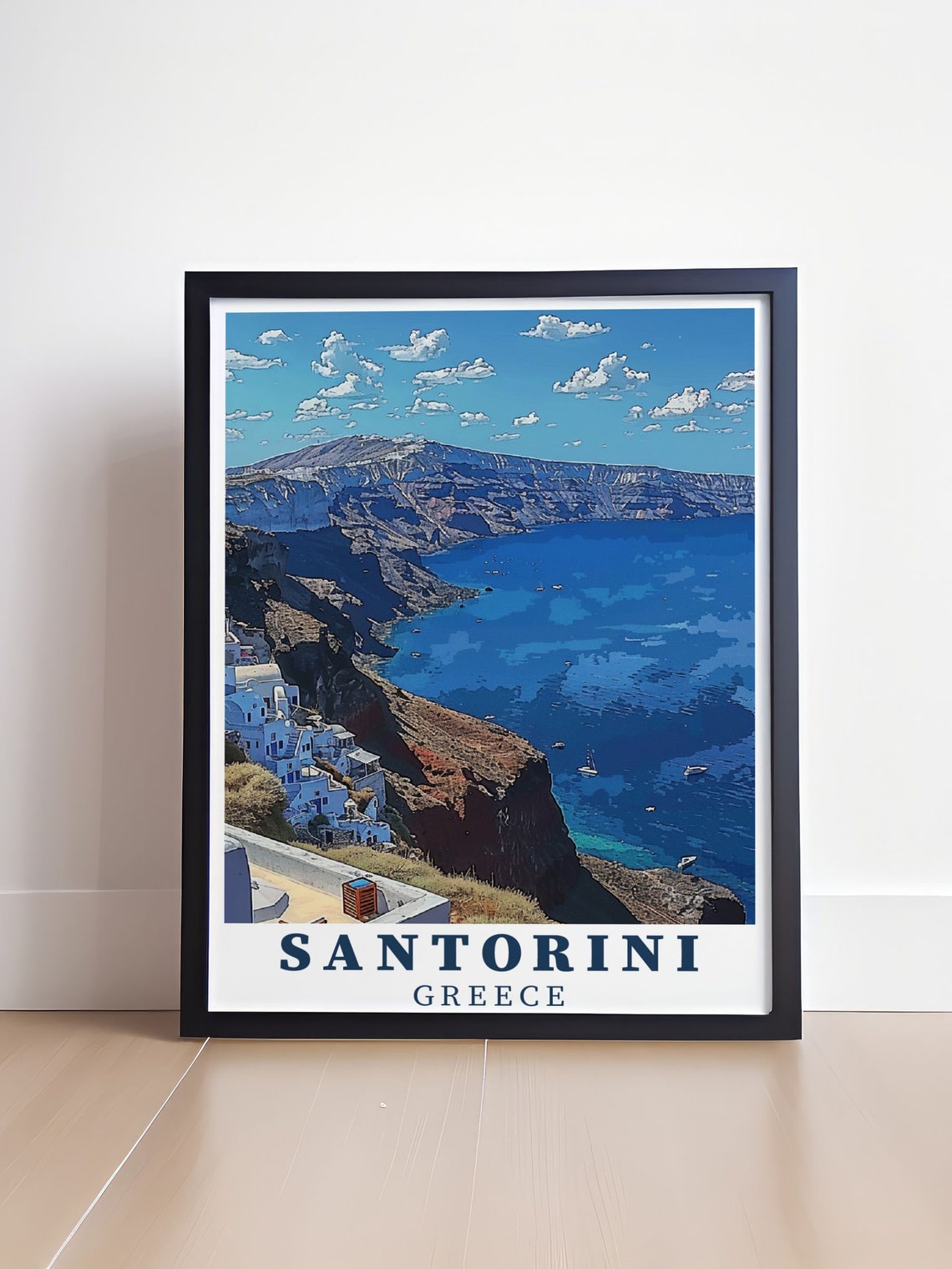 Santorini Greece Caldera Cliffs Whitewashed Houses Sea Travel Poster - Image 4