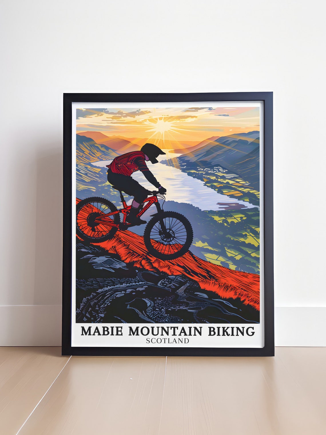 Mabie Mountain Biking Scotland Sunrise Ridge Silhouette Poster - Image 4