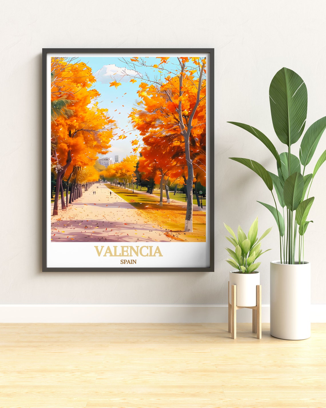 Valencia Spain Autumn Avenue Of Golden Orange Trees In Fall Poster - Image 2