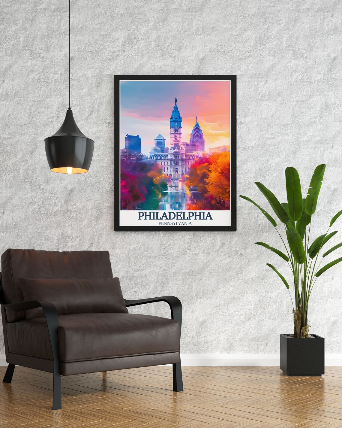 Philadelphia Pennsylvania Sunset City Hall Skyline Travel Poster - Image 3