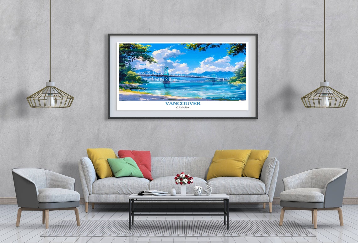 Vancouver Canada Lions Gate Bridge Over Sparkling Water Poster - Image 4